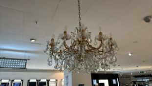 Gold Metal & Glass Chandelier
