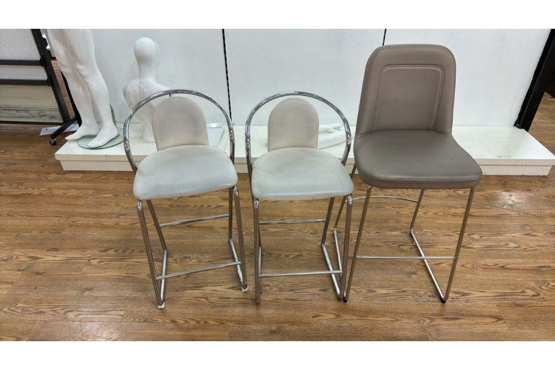 Set Of 3 Faux Leather Stools - Image 2 of 3