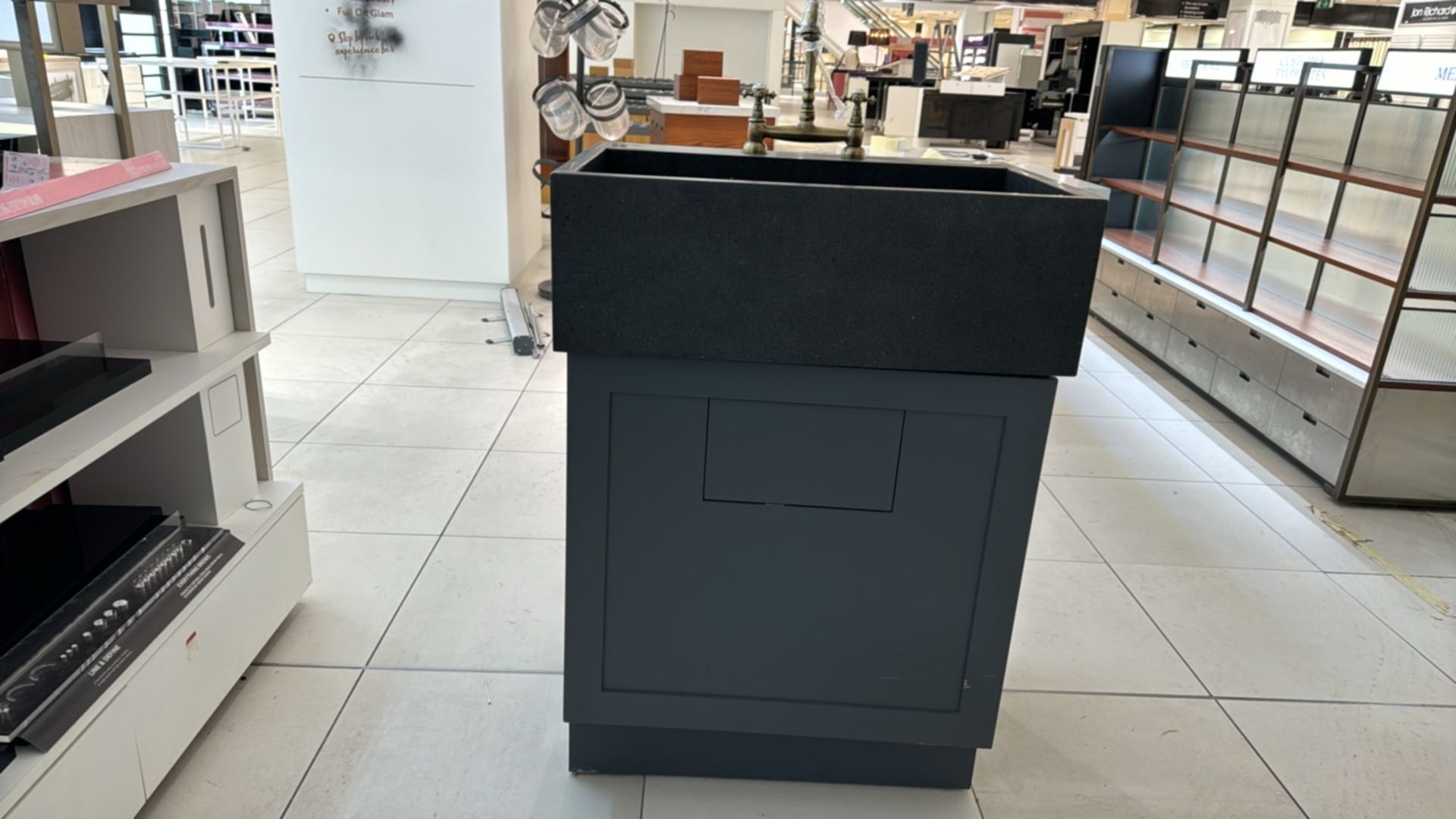 Grey Wood & Marble Sink Unit - Image 2 of 7