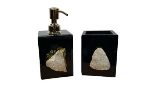 Luxe Black Glass & Agate Bathroom Set