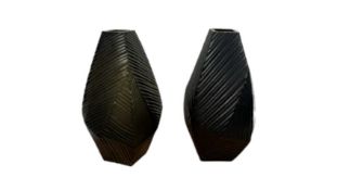 Designed By Amara Black Glass Decorative Vases x 2