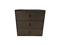 49 Smoked Oak Frame Box with 3 Drawers by Lassen