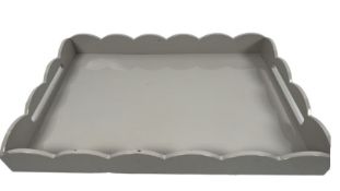 Addison Ross Eau De Nil Large Lacquered Scallop Ottoman Tray