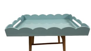 Addison Ross Eau De Nil Large Lacquered Scallop Ottoman Tray