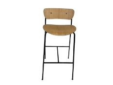 Black Metal & Oak Wood Bar Stool