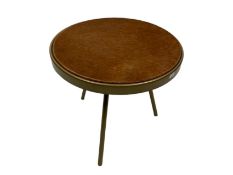 AMARA Circular Side Table Brown Fur Top Gold