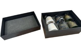 AMARA Stripe Etched Glass Tealight Holder - Set of 6