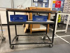 Black Metal Trolley With Wooden Top