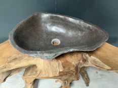 Polished Basalt Riverstone Sink