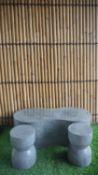Contemporary Grey Terrazo Table & 2 Stools