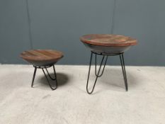 Pair Of Indian Tagari Side Tables In A Rustic Finish