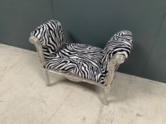 French Window Seat On Handfinished Distressed Silver Frame