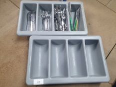 2 x Grey Cutlery Trays with Cutlery