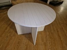 Wooden Round Slatted Table