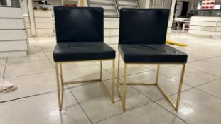 Gold Frame Black Pleather Stools x2