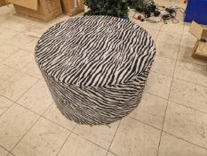 Zebra Print Fluffy Pouffe