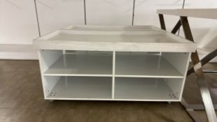White Wood Mobile Display Boxes x2