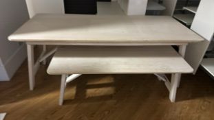 Wooden Slatted Nesting Table x2