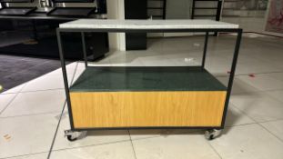 Mobile Metal Frame Trolley With Marble Effect Top