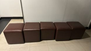 Brown Faux Leather Pouffee x5