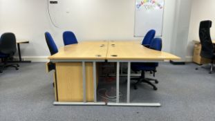 Wooden Effect Office Desks x4 With Office Chairs x4