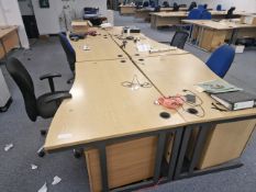 Wooden Effect Office Desks x6 With Office Chairs x4