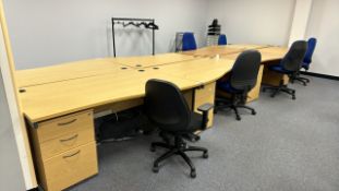 Wooden Effect Office Desks x8 With Office Chairs x6