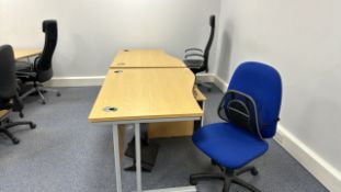 Wooden Effect Office Desks x2 With Office Chairs x2