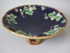 George Jones Majolica floral compote