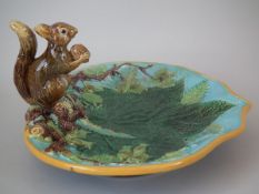 George Jones Majolica squirrel nut dish