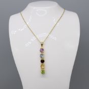 Vibrant amethyst, topaz, garnet, citrine and peridot necklace