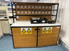 Wooden Unit with Storage Cupboard and Work Desks