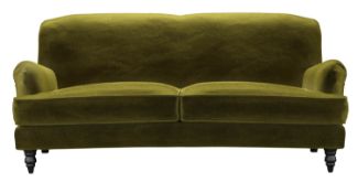 Snowdrop 3 Seat Sofa In Olive Cotton Matt Velvet RRP - £2100