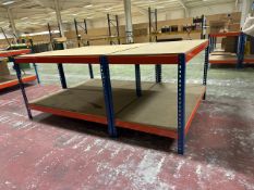 3x Metal Workbenches with Chipboard Top