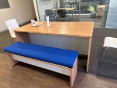 Pine Effect Table With Bench Seats x2 & White Chairs x2
