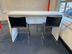 White Wood Tall Desk With Stools x4