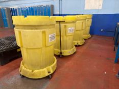 *NO RESERVE* 4x Overpack Mobile Yellow Salvage Drums - 359 Litre Capacity