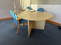*NO RESERVE* Wooden Oval Meeting Table and Chairs x4