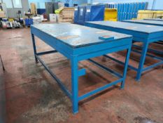 *NO RESERVE* Blue Wooden Top Workbench