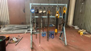 *NO RESERVE* Rack Of Chain Hoists & Chain Hooks