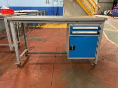 *NO RESERVE* Grey Metal Work Table With Drawers