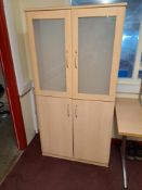 *NO RESERVE* Glass Fronted Light Oak Effect Storage Cupboard