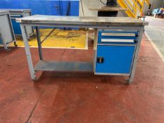 *NO RESERVE* Grey Metal Work Table With Drawers