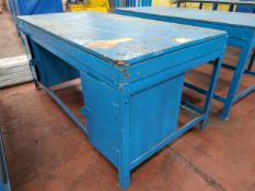 *NO RESERVE* Blue Wooden Top Workbench