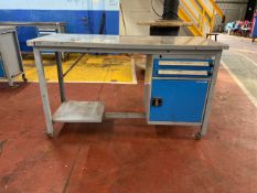 *NO RESERVE* Grey Metal Work Table With Drawers