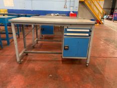*NO RESERVE* Grey Metal Work Table With Drawers
