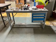 *NO RESERVE* Wooden Top Metal Table With Drawers