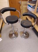 *NO RESERVE* Pair Of Chrome, Leather Effect Adjustable Bar Stools