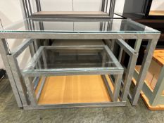 Trio Of Metal Frame Glass Top Tables