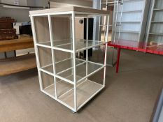 Mobile Metal, Glass & Wood Display Unit